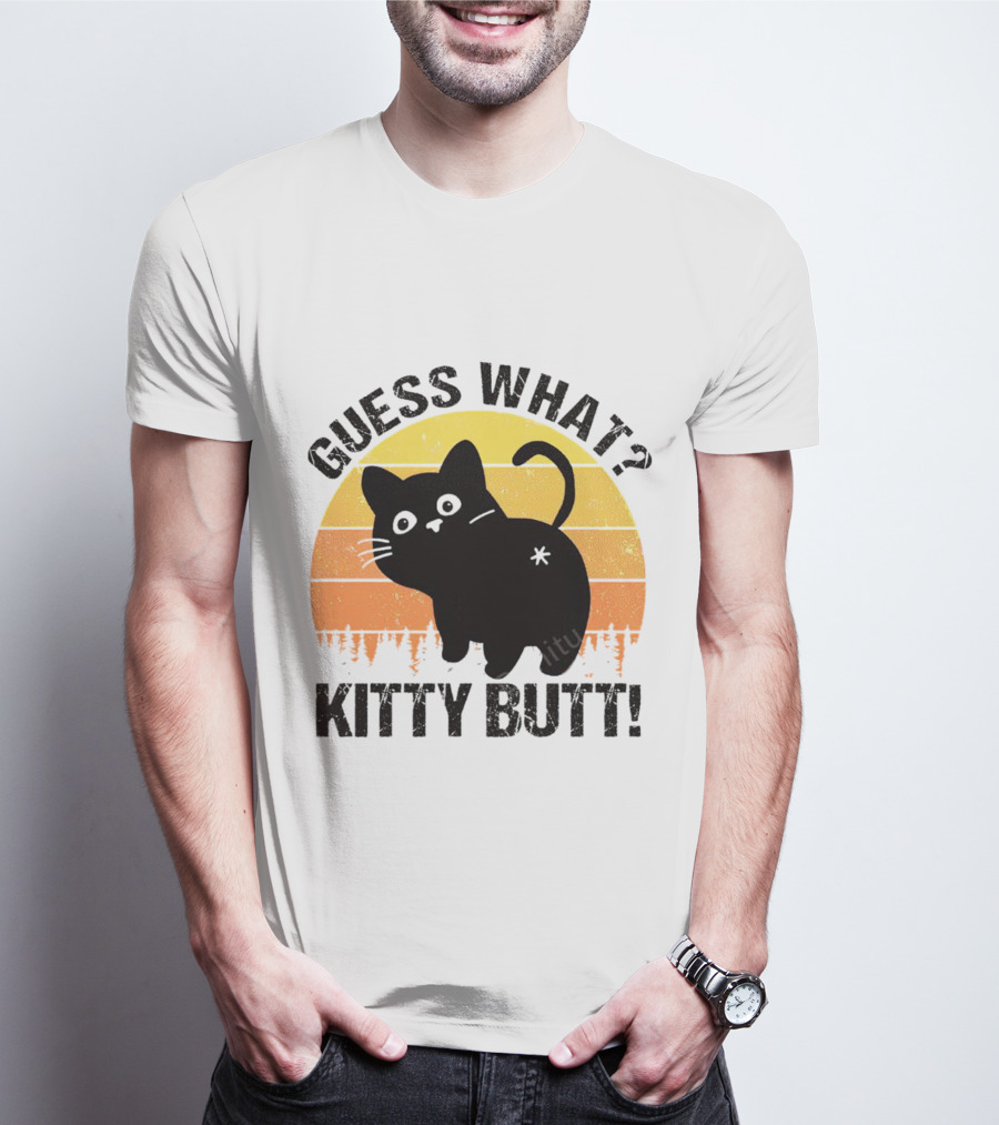 Guess What Kitty Butt Retro Sunset Forest T-Shirt