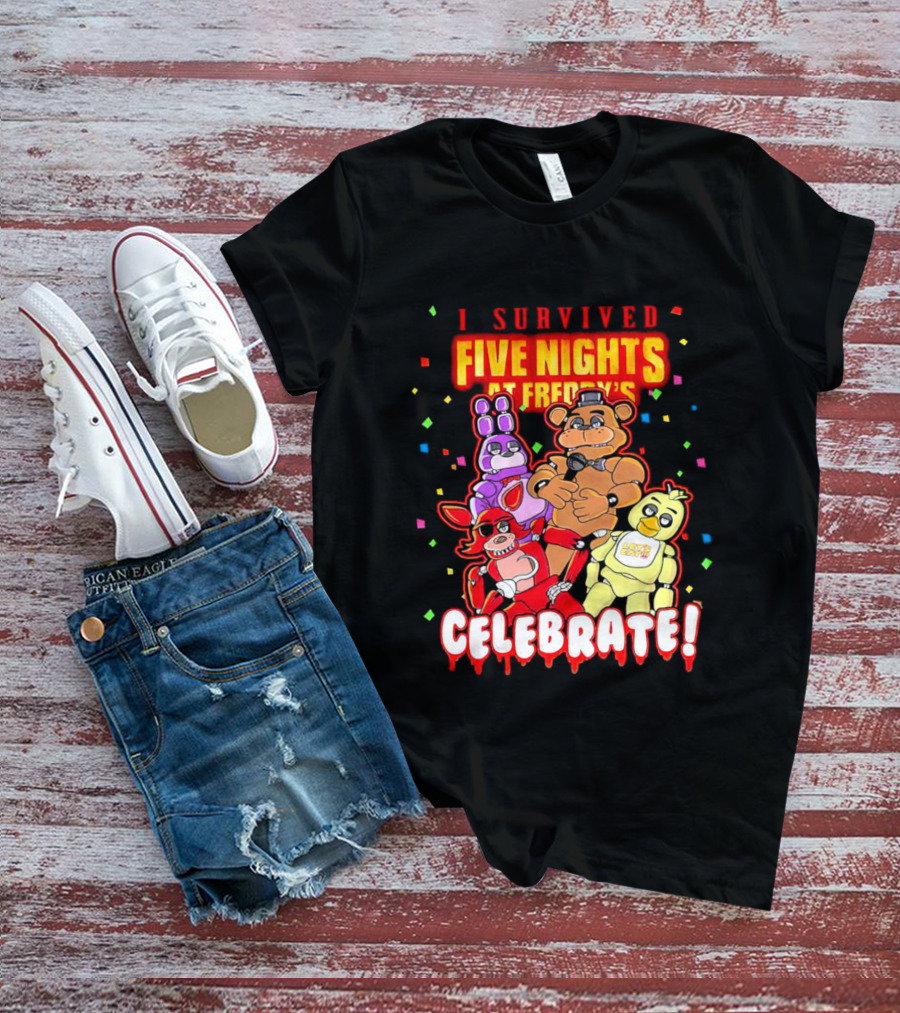 I Survived Five Nights At Freddy’s Celebrate Freddy Bonnie Chica Foxy T-Shirt