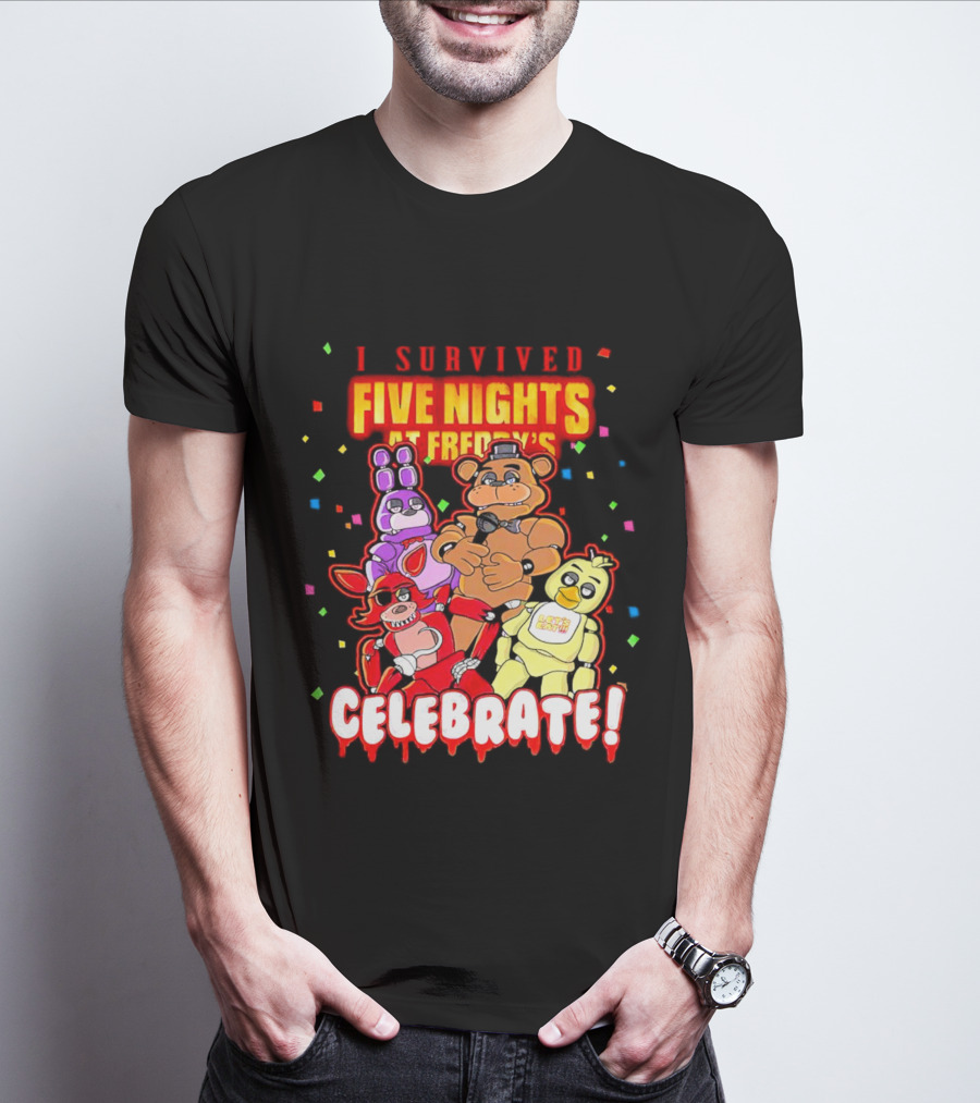 I Survived Five Nights At Freddy’s Celebrate Freddy Bonnie Chica Foxy T-Shirt