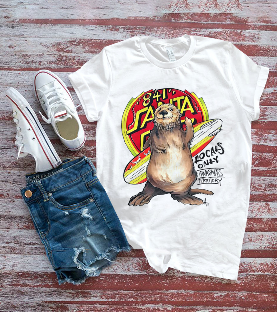 Otter 841 Santa Cruz Locals Only Awaswas Territory Surfing T-Shirt