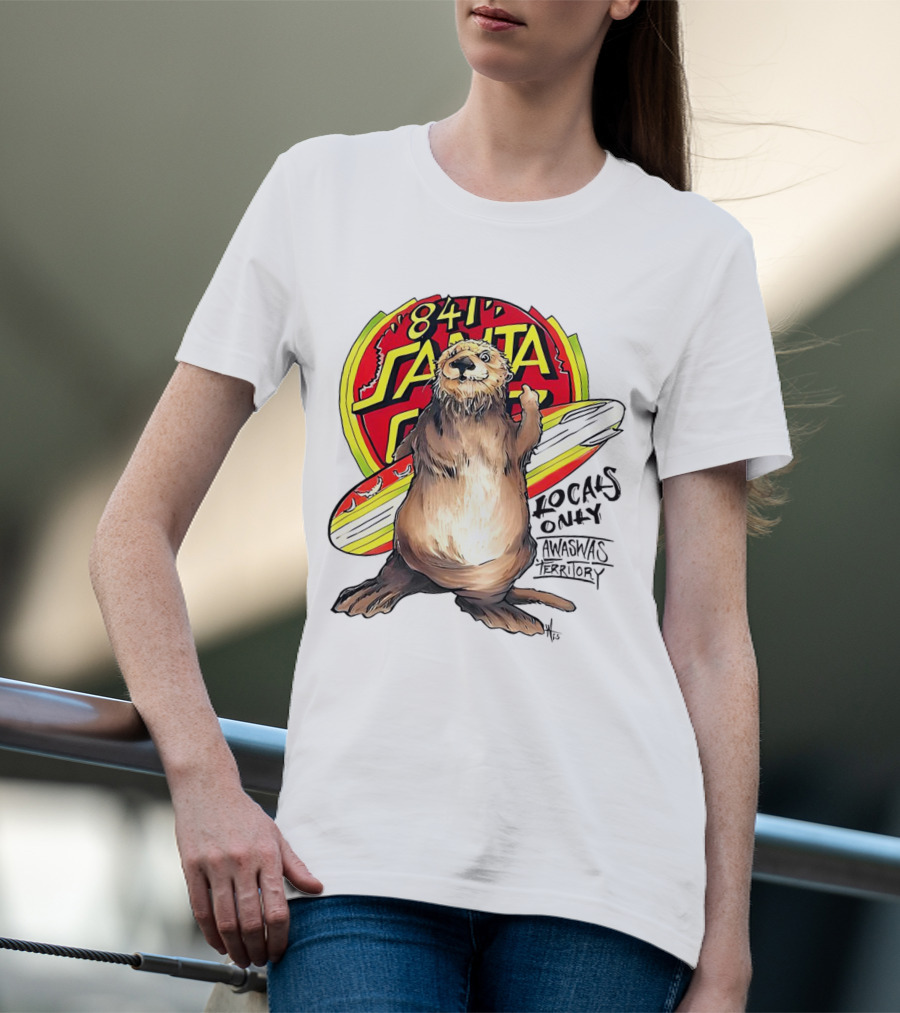 Otter 841 Santa Cruz Locals Only Awaswas Territory Surfing T-Shirt