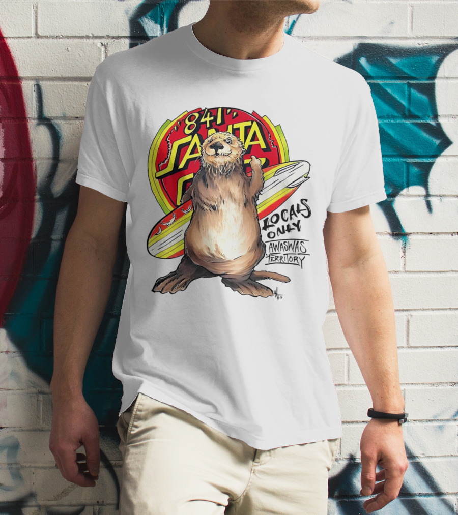 Otter 841 Santa Cruz Locals Only Awaswas Territory Surfing T-Shirt