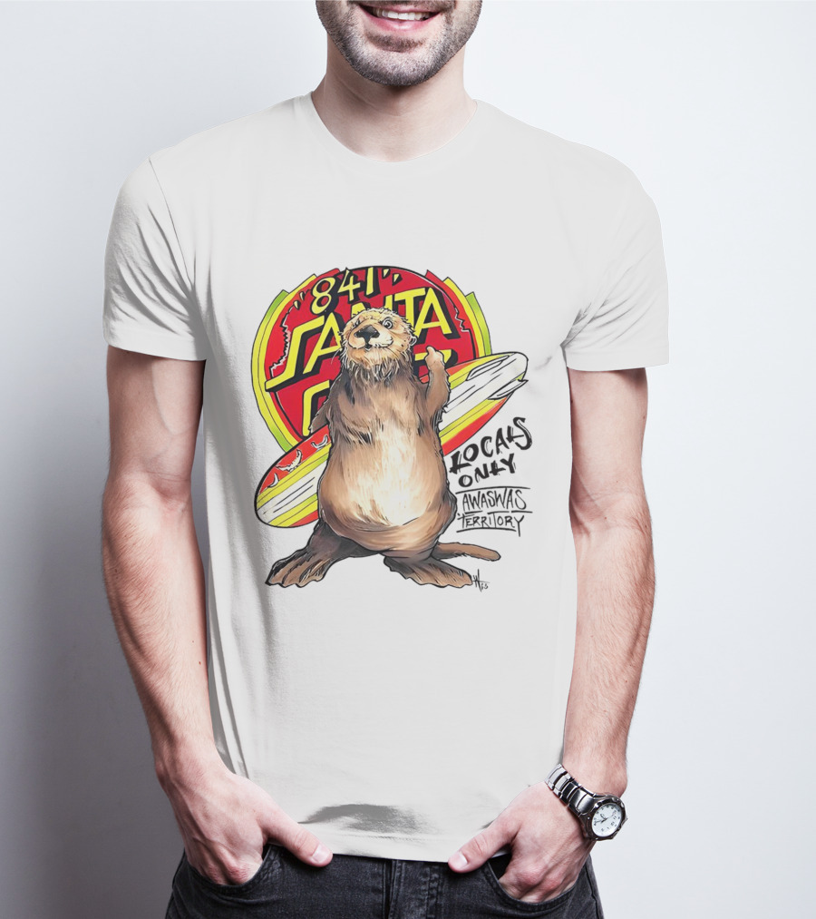 Otter 841 Santa Cruz Locals Only Awaswas Territory Surfing T-Shirt