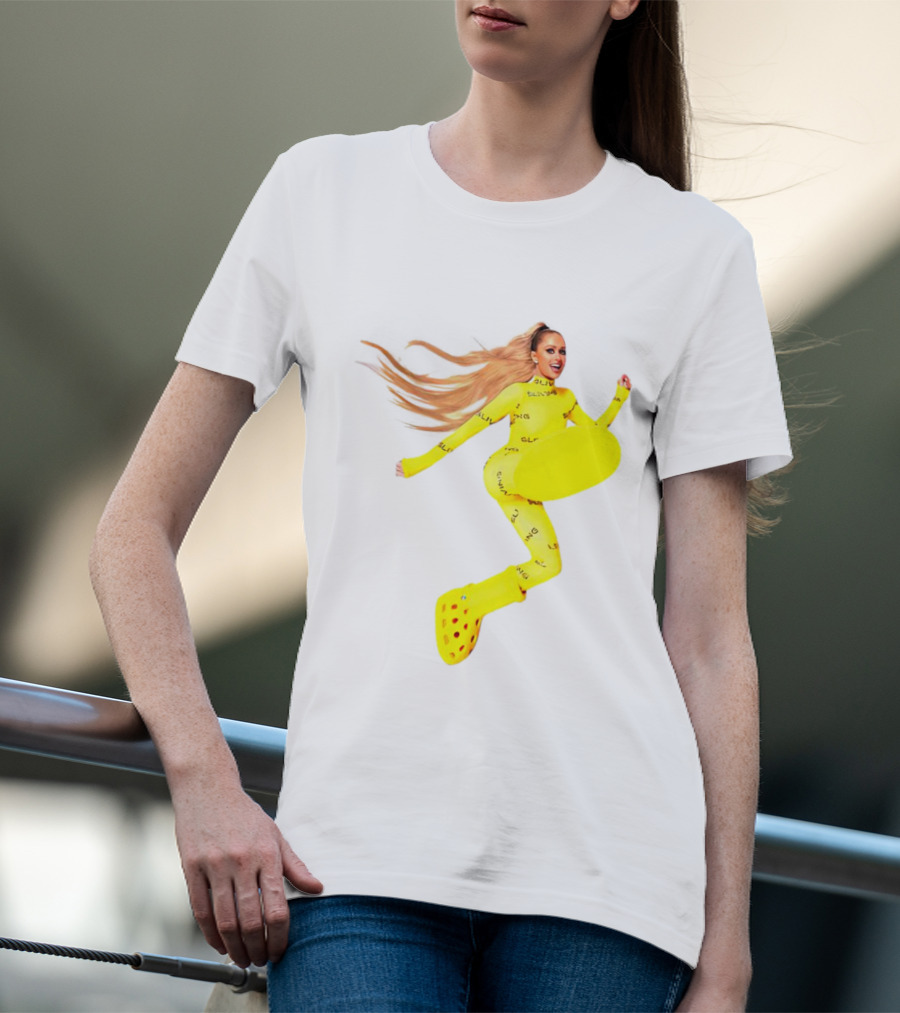 Paris Hilton Yellow Slime Crocs Big Yellow Boot T-Shirt