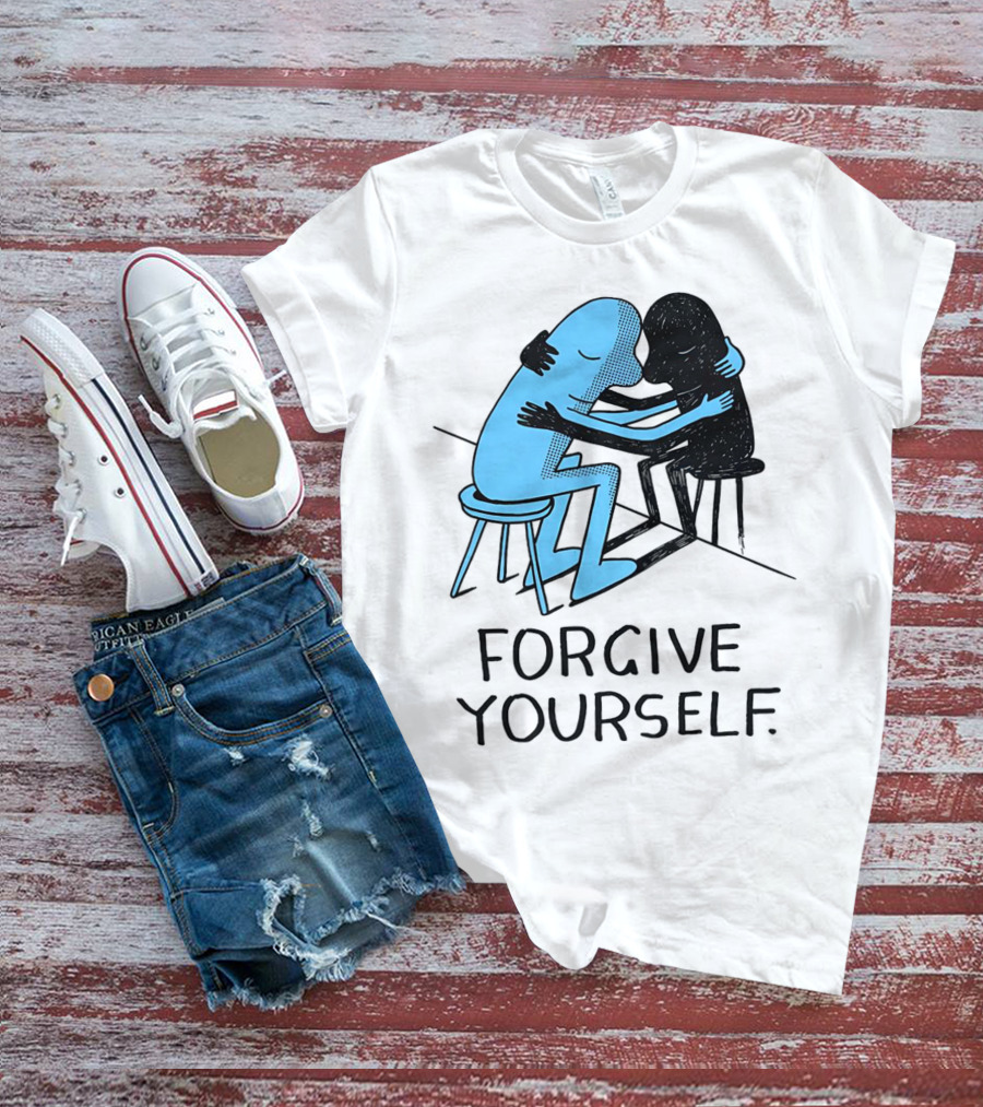Forgive Yourself Embracing Blue And Black Figures T-Shirt