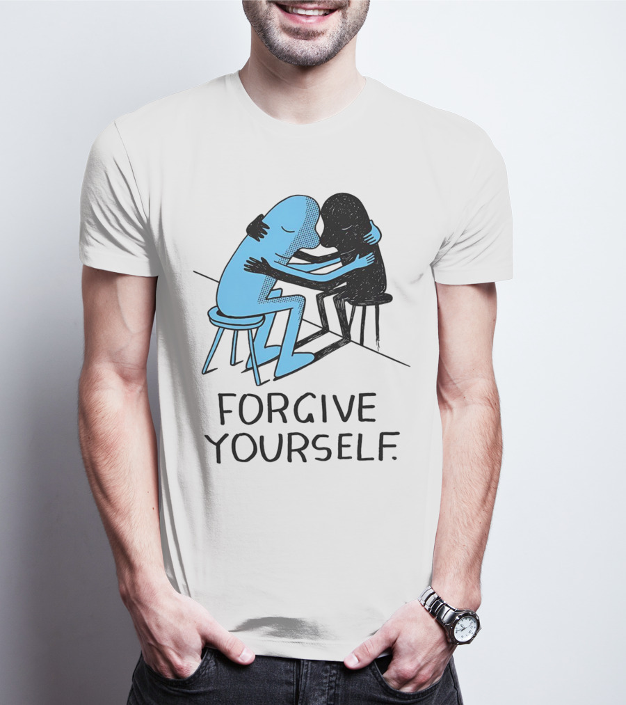 Forgive Yourself Embracing Blue And Black Figures T-Shirt