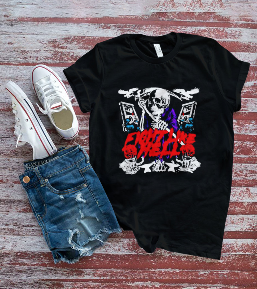 Kim Kelly Fight Like Hell Skeleton Sickle 80s Arcade T-Shirt