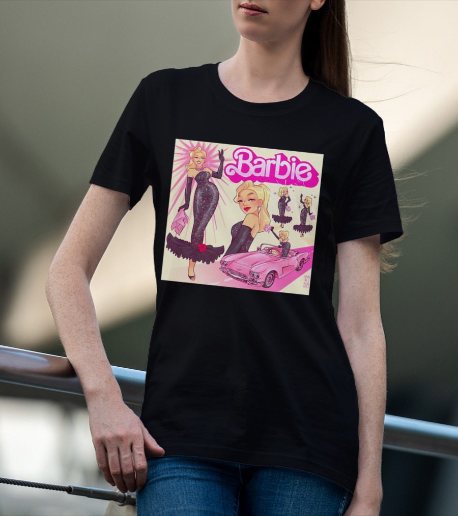 Barbie Glamorous Star With Pink Cadillac And Sparkling Dress T-Shirt
