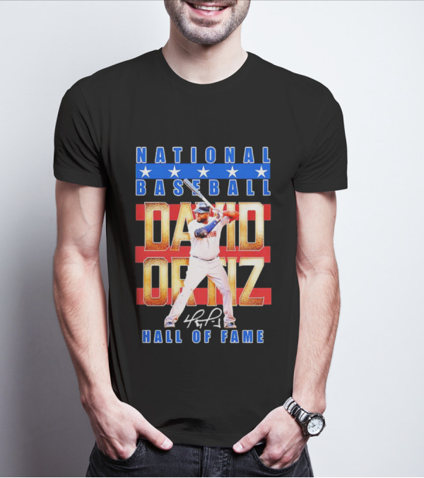 David Ortiz National Baseball Hall Of Fame Signature National Baseball Stars T-Shirt