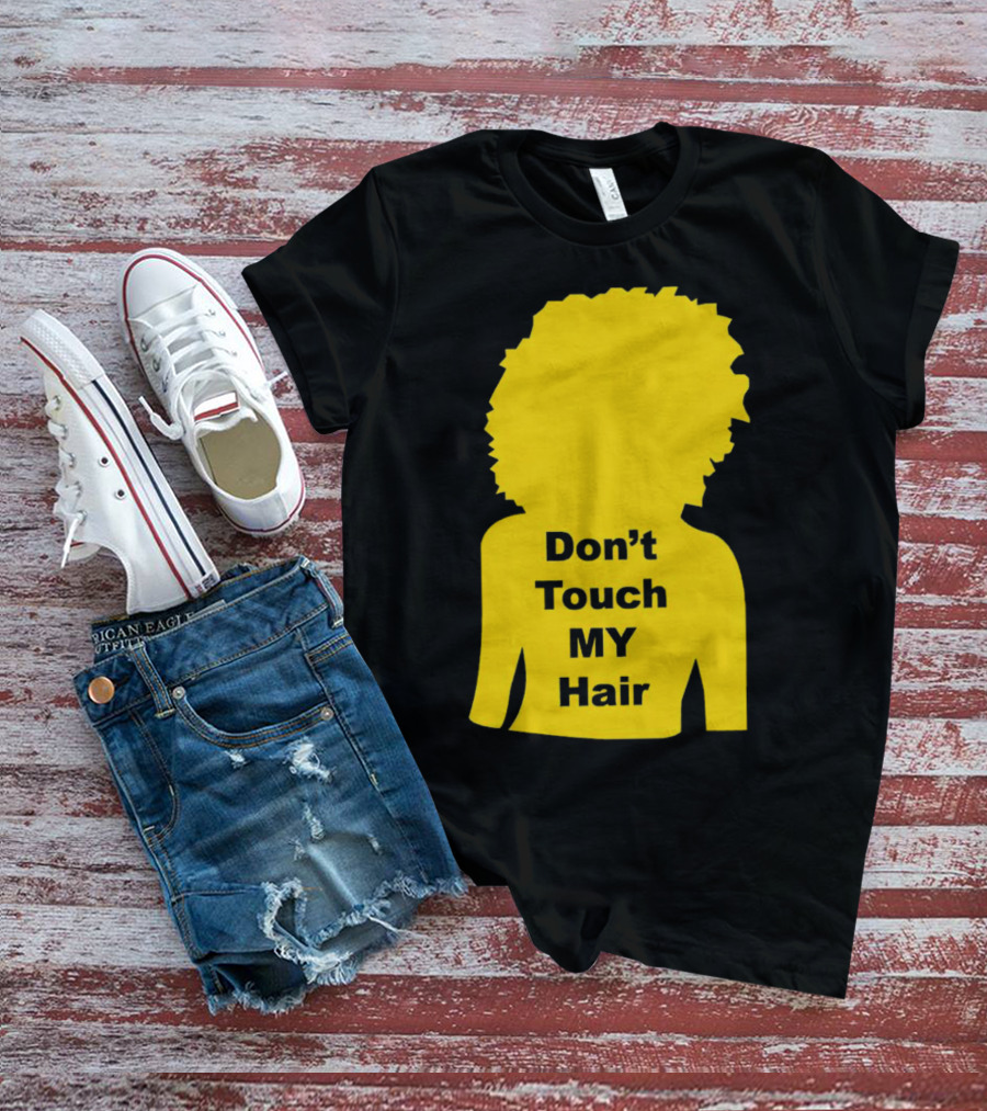 Don’t Touch My Hair Yellow Silhouette Afro Outline T-Shirt