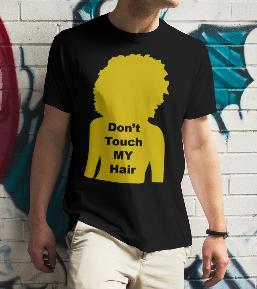 Don’t Touch My Hair Yellow Silhouette Afro Outline T-Shirt