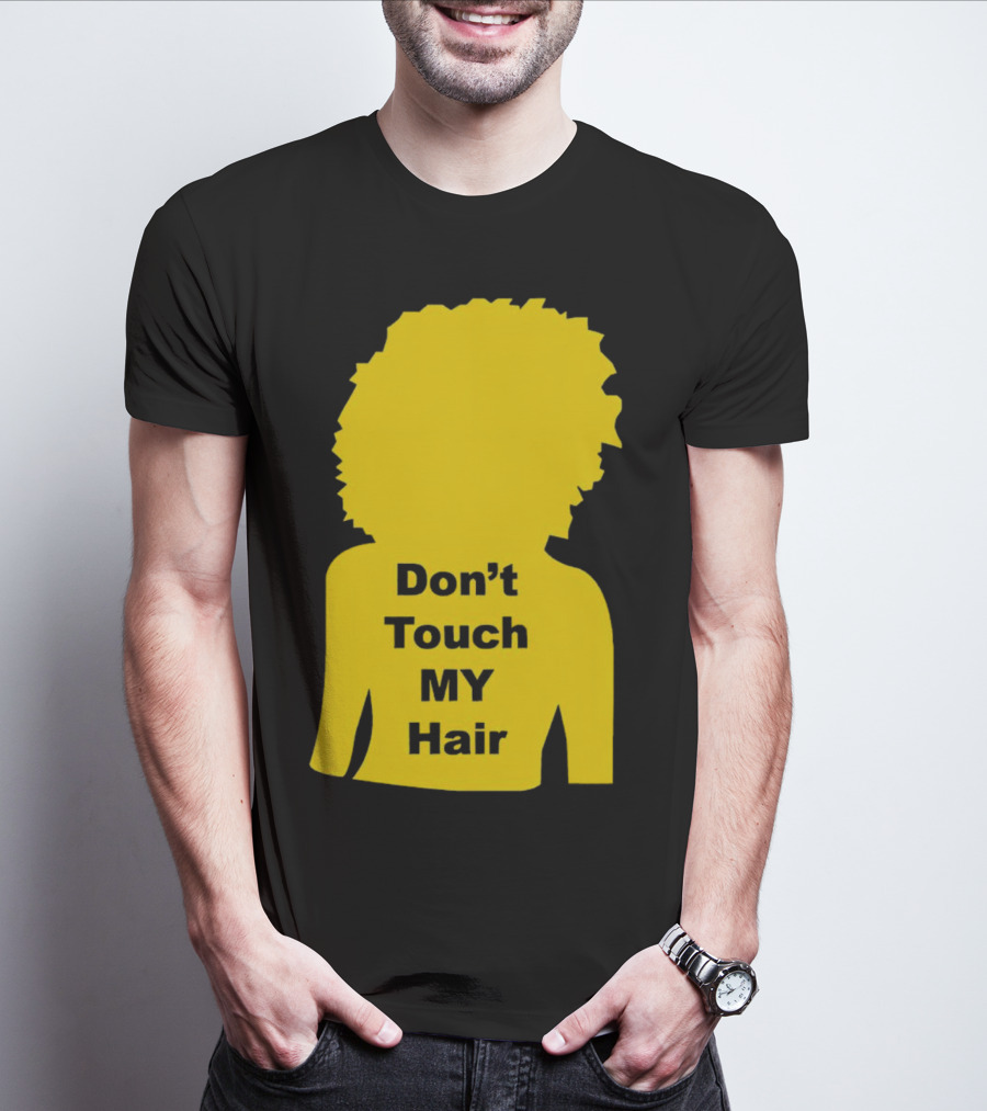 Don’t Touch My Hair Yellow Silhouette Afro Outline T-Shirt