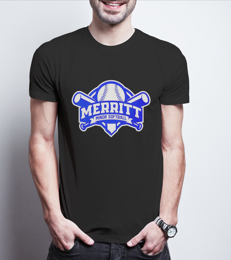 Merritt Minor Softball Baseball Crossed Bats Emblem T-Shirt