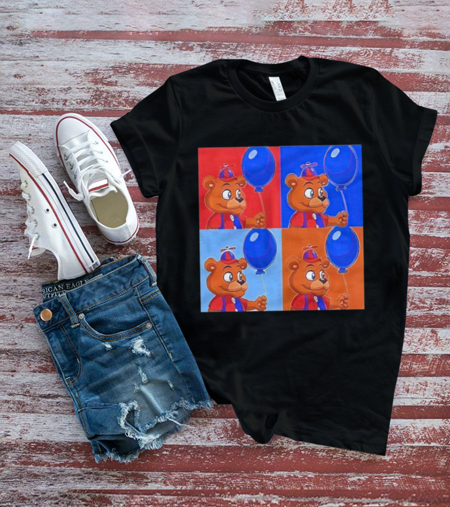 Balloon Freddy Pop Art Style Multicolor Collage T-Shirt