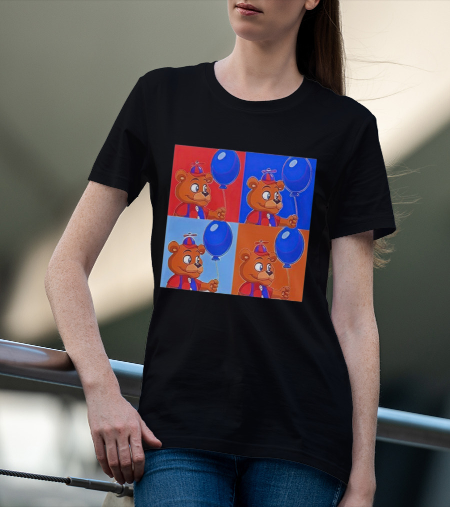 Balloon Freddy Pop Art Style Multicolor Collage T-Shirt