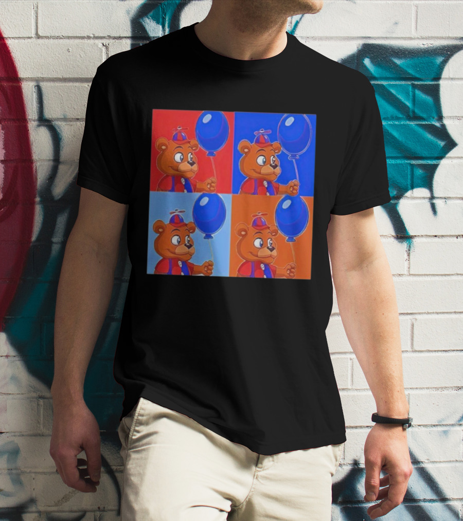 Balloon Freddy Pop Art Style Multicolor Collage T-Shirt