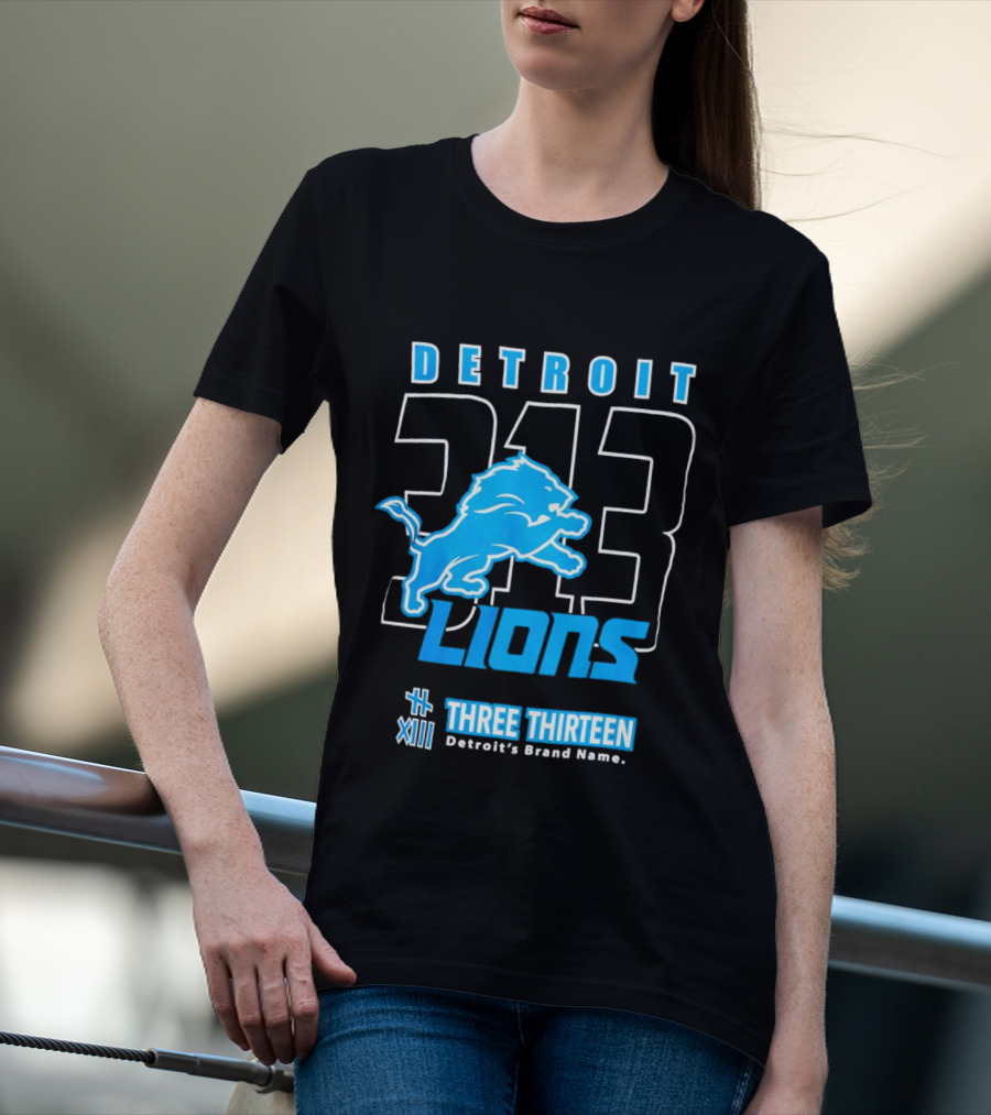 Detroit 313 Detroit Lions Three Thirteen XIII Brand Name T-Shirt