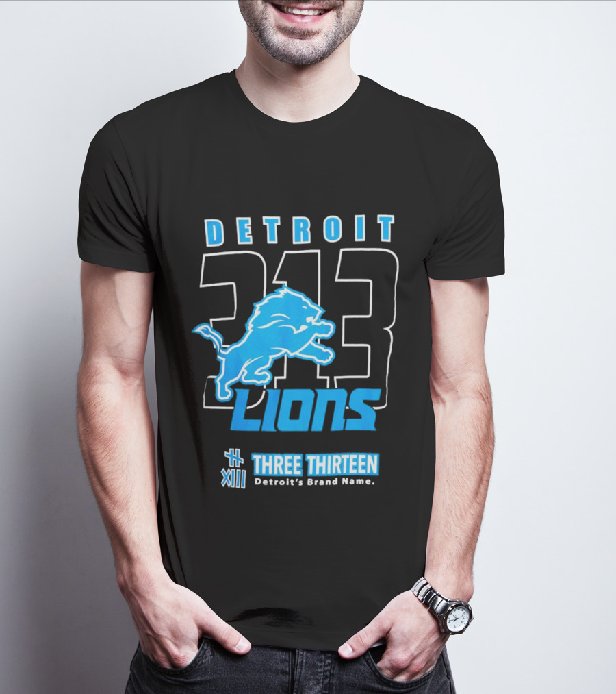 Detroit 313 Detroit Lions Three Thirteen XIII Brand Name T-Shirt