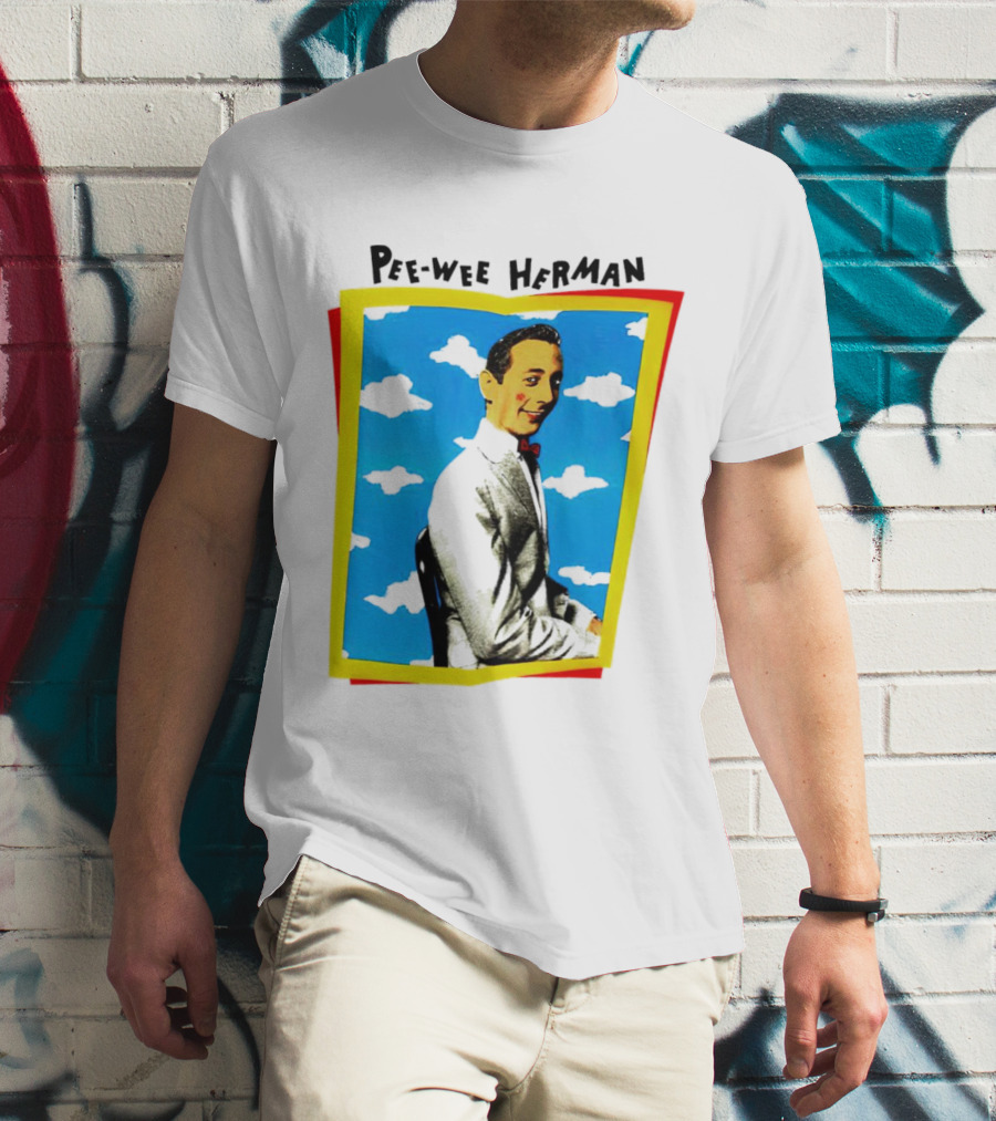 Pee-Wee Herman Paul Reubens Retro Pop Art Style Bright Blue Background T-Shirt