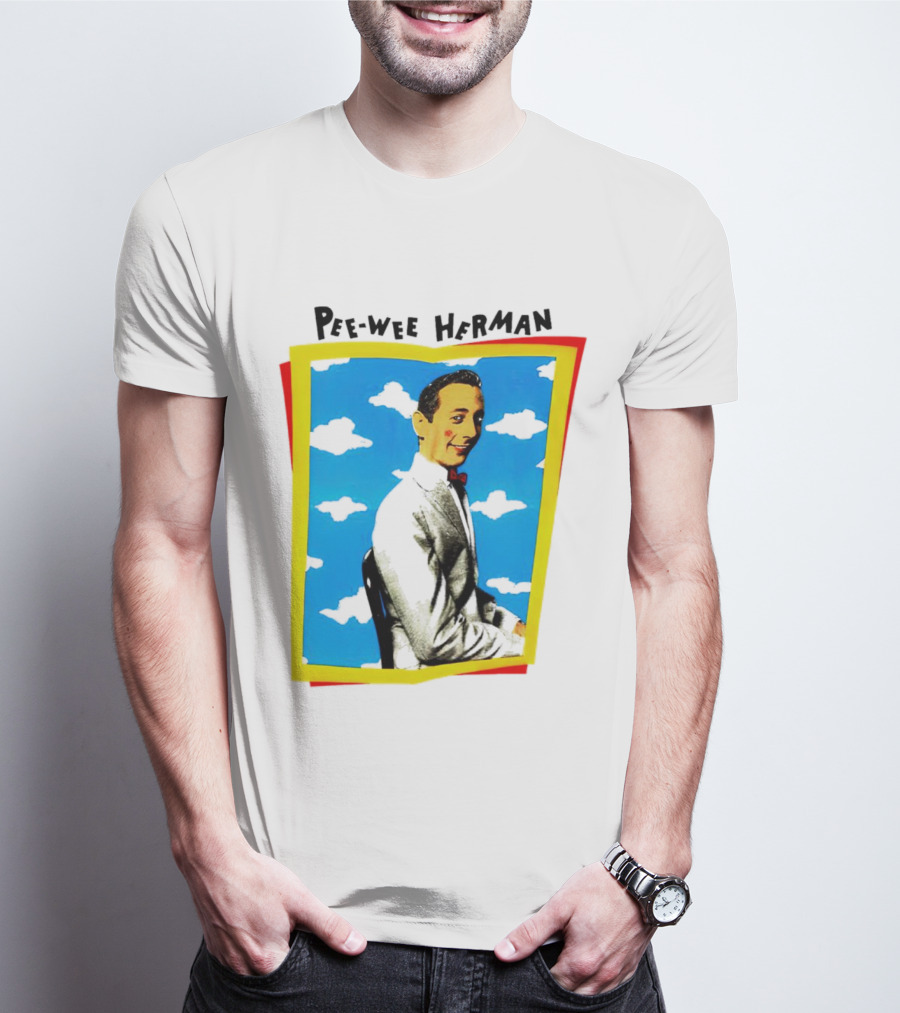 Pee-Wee Herman Paul Reubens Retro Pop Art Style Bright Blue Background T-Shirt