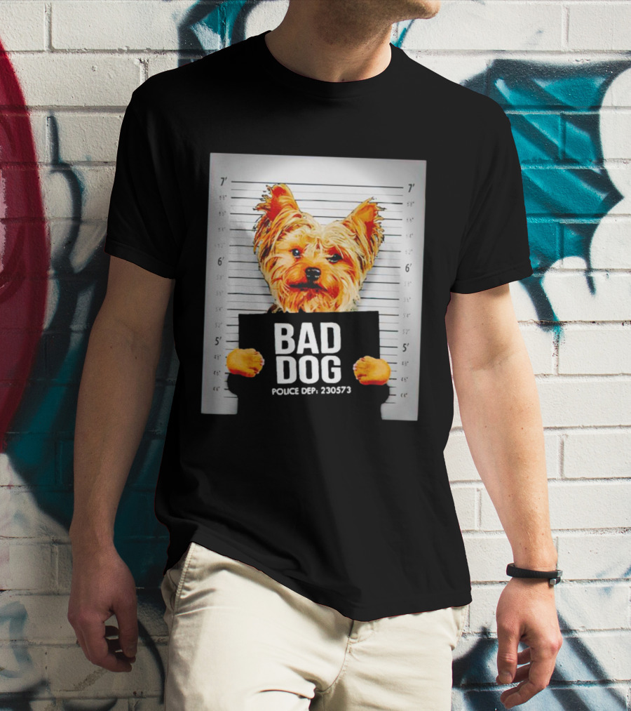 Bad Dog Yorkie Mugshot Police Dept 230573 T-Shirt