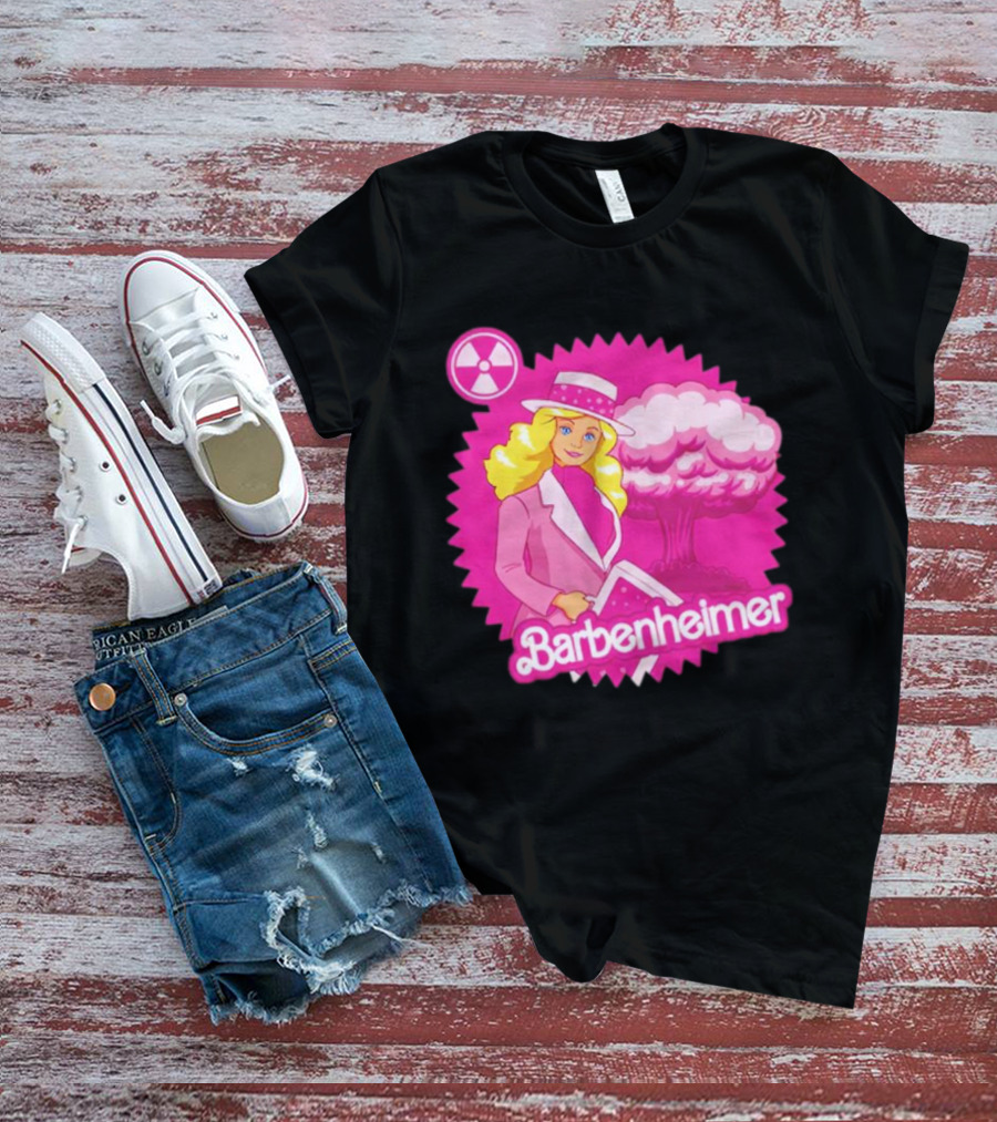 Barbenheimer Pink Explosion Icon With Radioactive T-Shirt