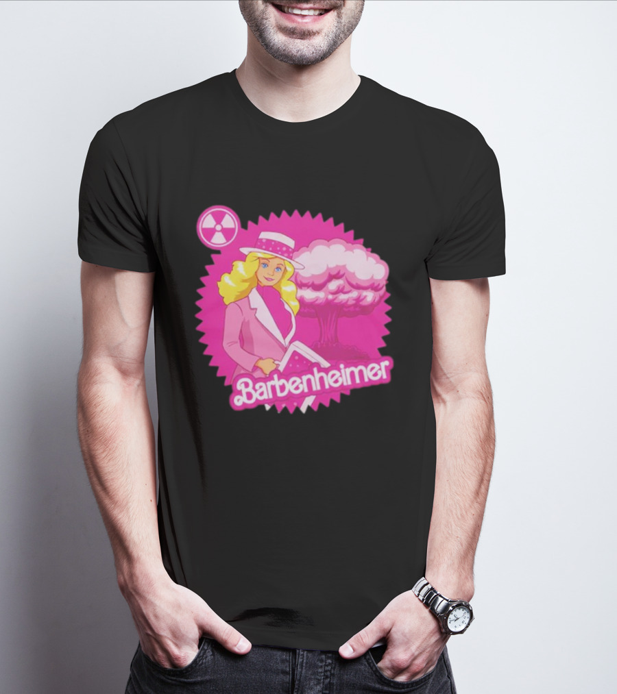 Barbenheimer Pink Explosion Icon With Radioactive T-Shirt