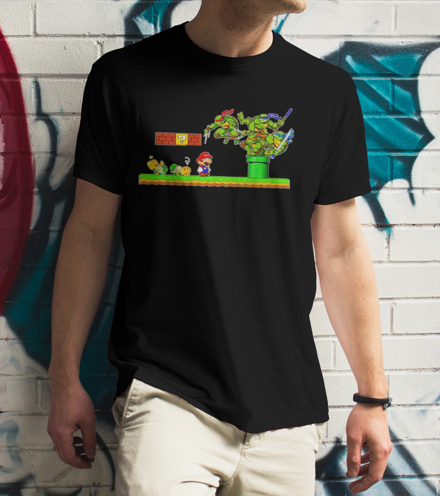 Super Mario Meets Teenage Mutant Ninja Turtles In Epic Mashup Scene T-Shirt