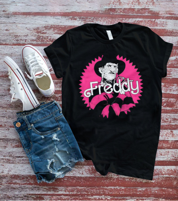 Freddy Krueger Barbie Mashup Graphic Tee Pinkblack Striped Hat T-Shirt