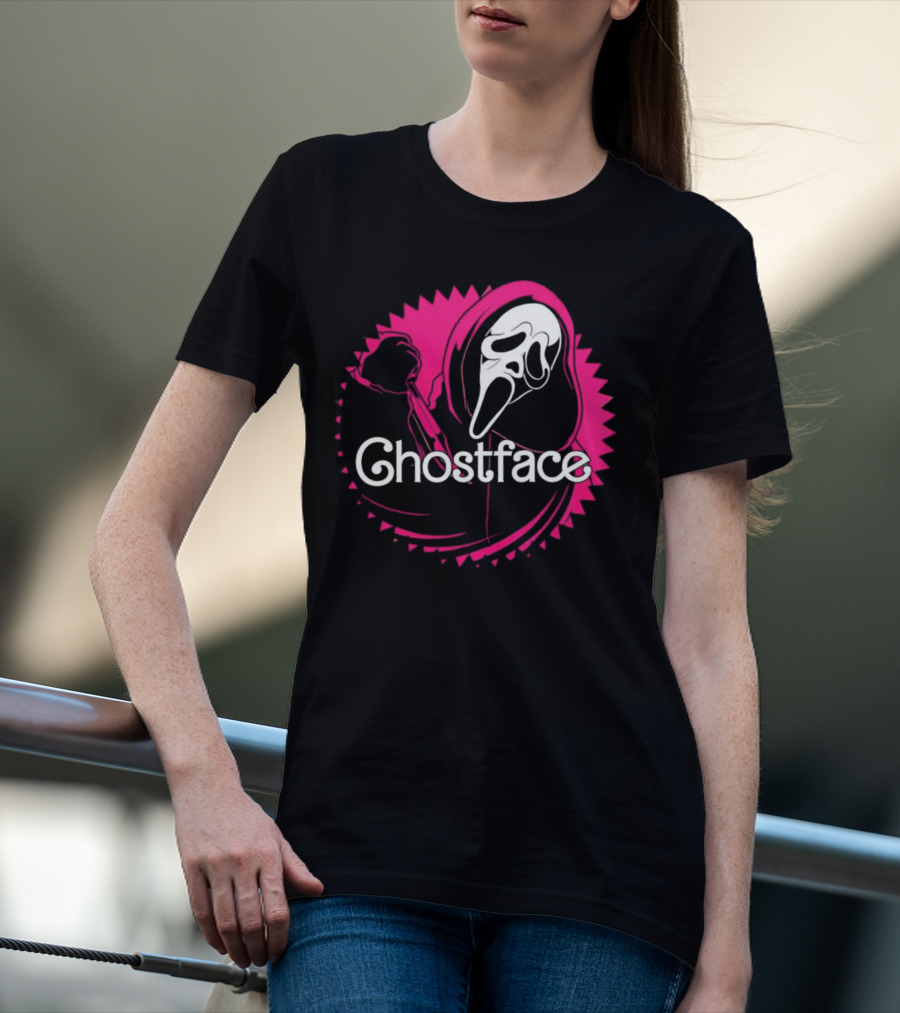 Ghostface Neon Pink Horror Icon In Vibrant T-Shirt
