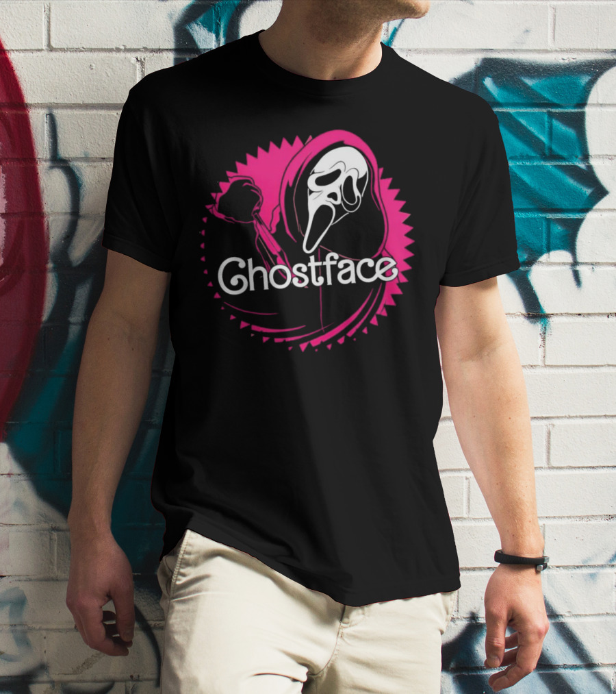 Ghostface Neon Pink Horror Icon In Vibrant T-Shirt
