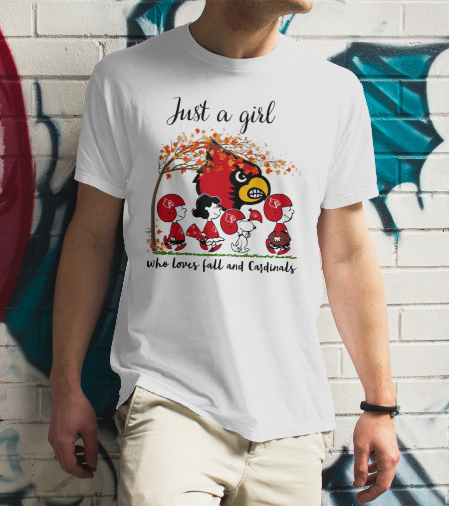 Just A Girl Who Loves Fall And Cardinals Peanuts Cartoon T-Shirt