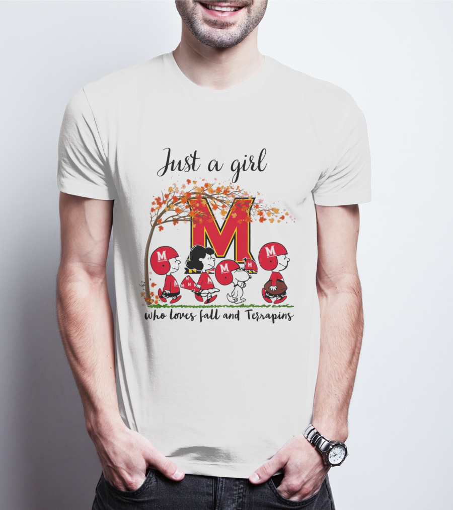 Just A Girl Who Loves Fall And Terrapins Peanuts Cartoon T-Shirt