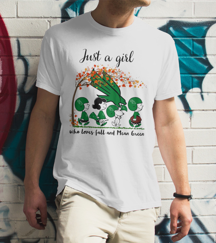 Just A Girl Who Loves Fall And Mean Green Peanuts Cartoon Football Halloween T-Shirt