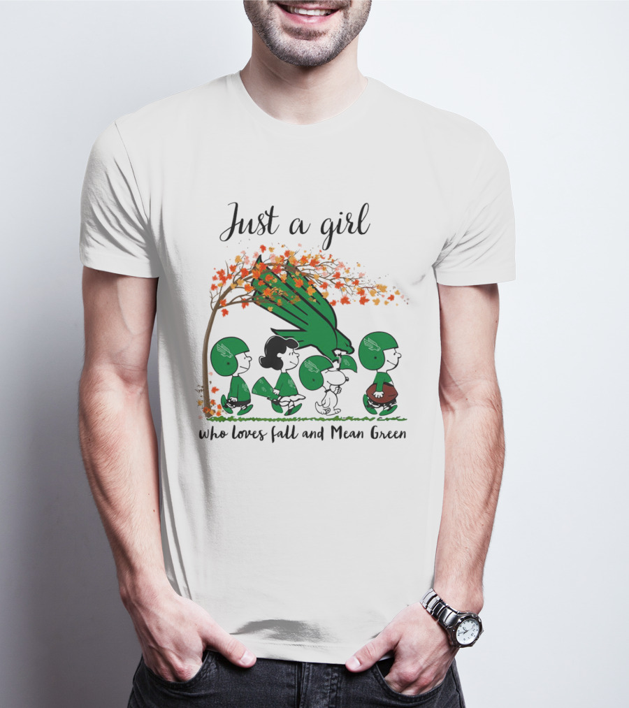 Just A Girl Who Loves Fall And Mean Green Peanuts Cartoon Football Halloween T-Shirt