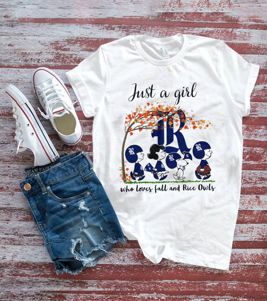 Just A Girl Who Loves Fall And Rice Owls Peanuts Cartoon Halloween T-Shirt