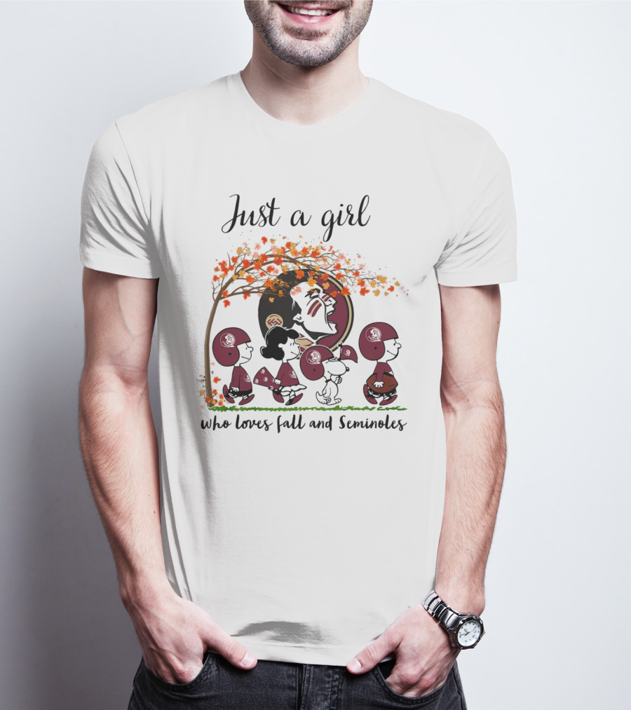 Just A Girl Who Loves Fall And Seminoles Peanuts Cartoon T-Shirt