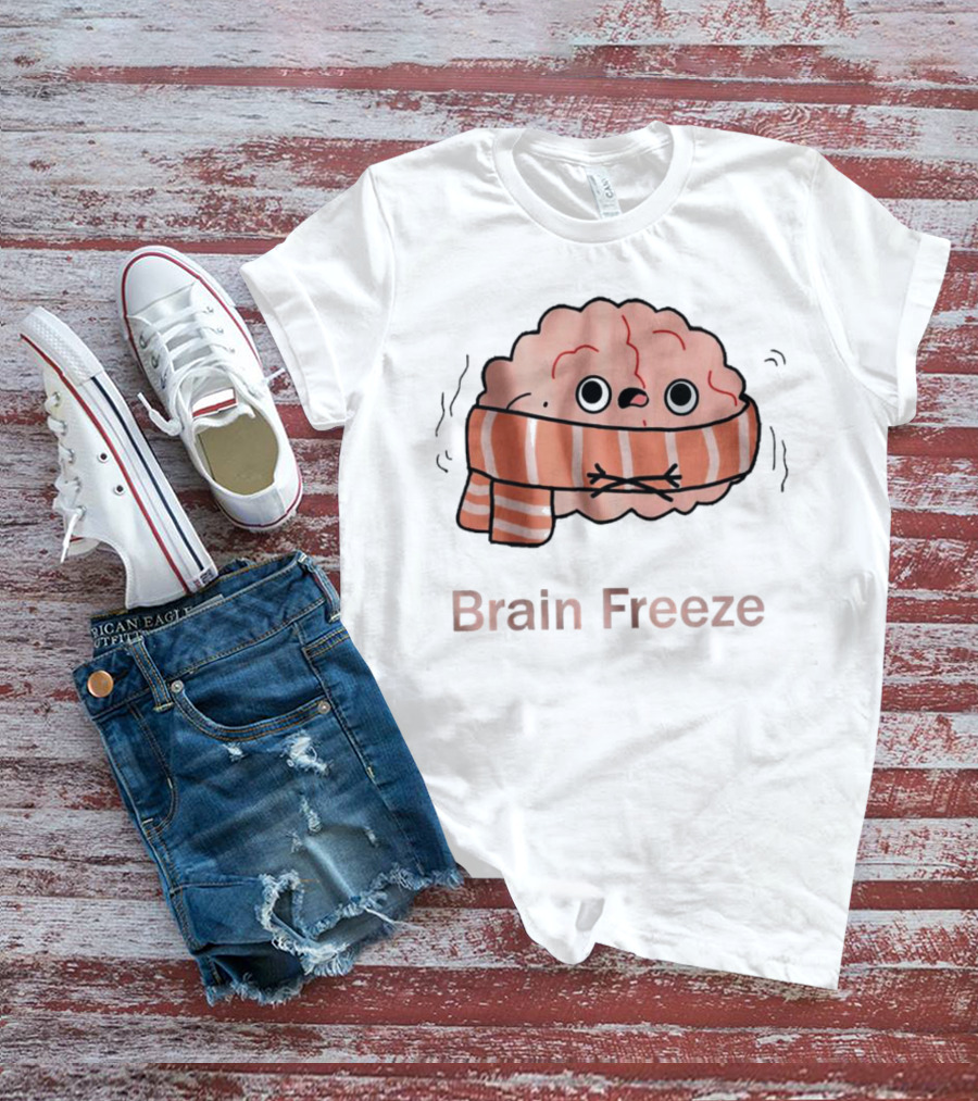 Brain Freeze Shivering Brain Wrapped In A Scarf T-Shirt