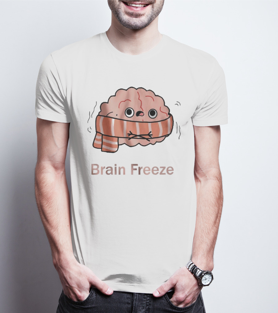 Brain Freeze Shivering Brain Wrapped In A Scarf T-Shirt