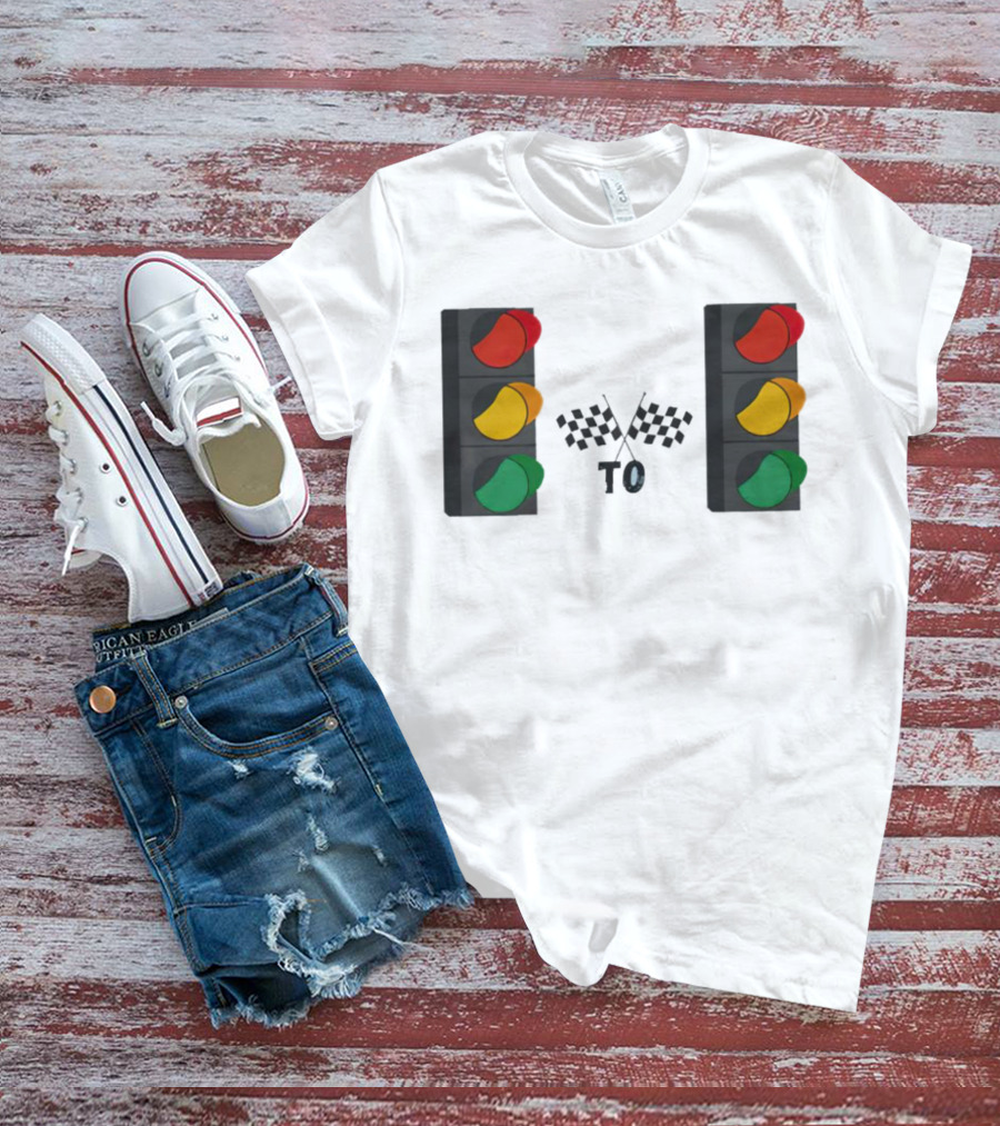 Stoplight To Stoplight Race Checkered Flags T-Shirt