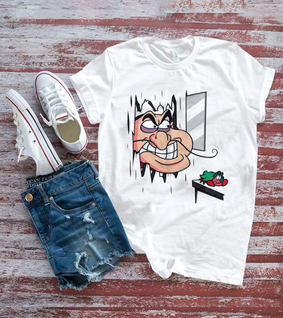Chef Louis The Little Mermaid Cartoon Illustration With Louis Peeking Through Doorway T-Shirt