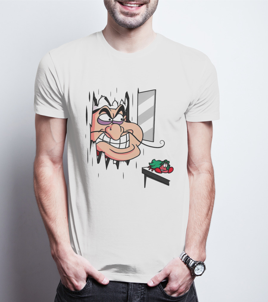 Chef Louis The Little Mermaid Cartoon Illustration With Louis Peeking Through Doorway T-Shirt
