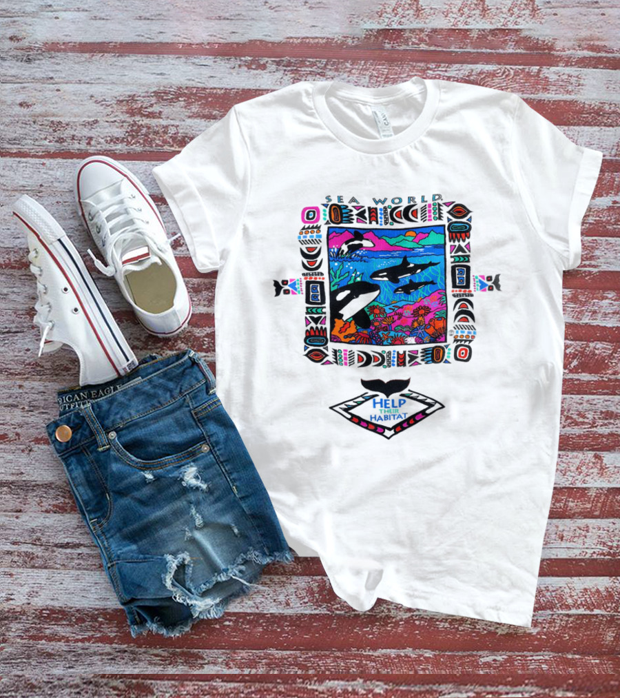 Sea World Bright Neon Orcas Help Their Habitat T-Shirt