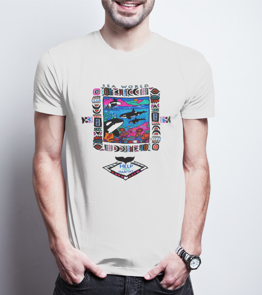Sea World Bright Neon Orcas Help Their Habitat T-Shirt