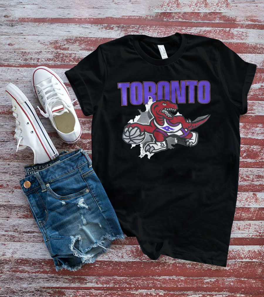 Toronto Raptors Basketball Dinosaur Logo Badge T-Shirt