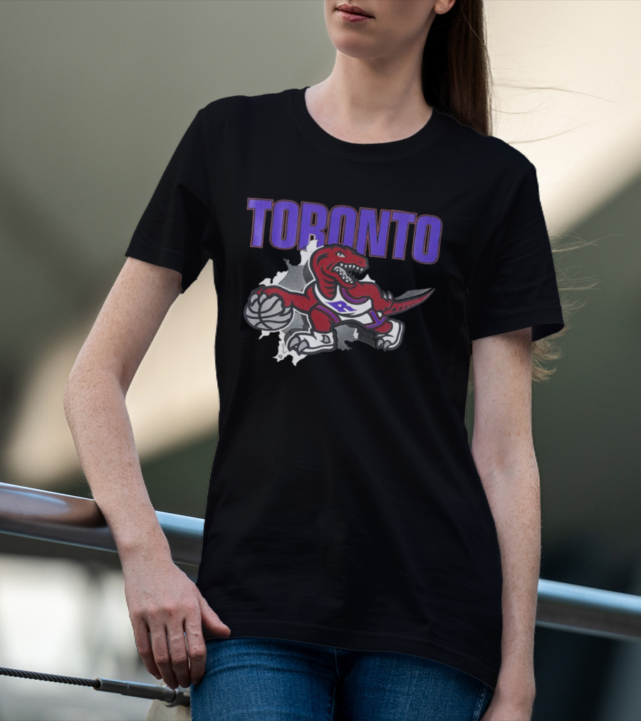 Toronto Raptors Basketball Dinosaur Logo Badge T-Shirt