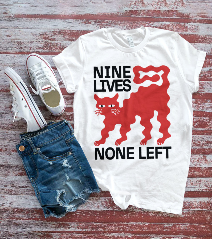 Nine Lives None Left Red Cat T-Shirt