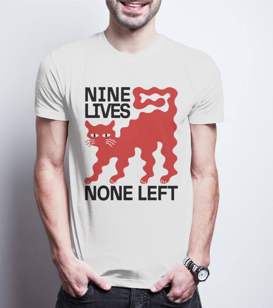 Nine Lives None Left Red Cat T-Shirt