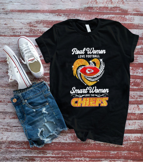 Kansas City Chiefs Real Women Love Football Smart Women Love The Chiefs Diamond Love T-Shirt