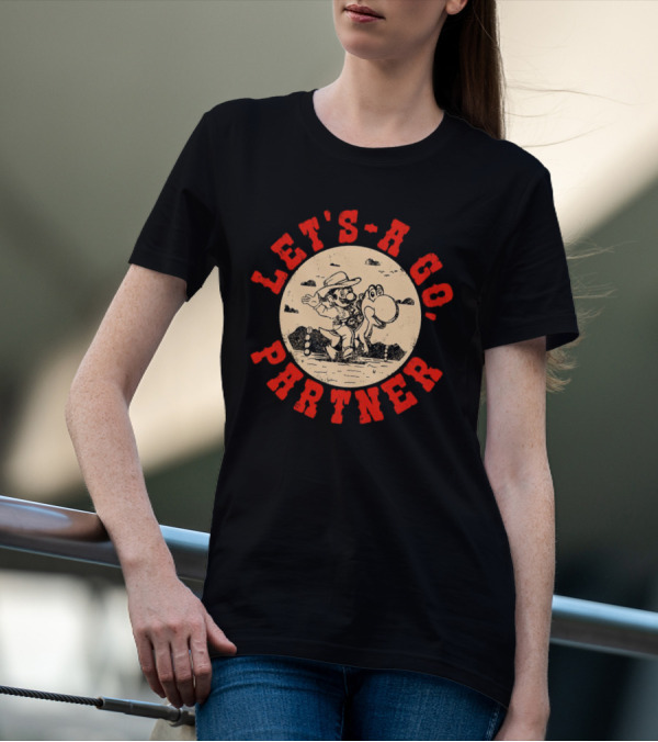 Let's-a Go Partner Mario And Yoshi Western Adventure T-Shirt